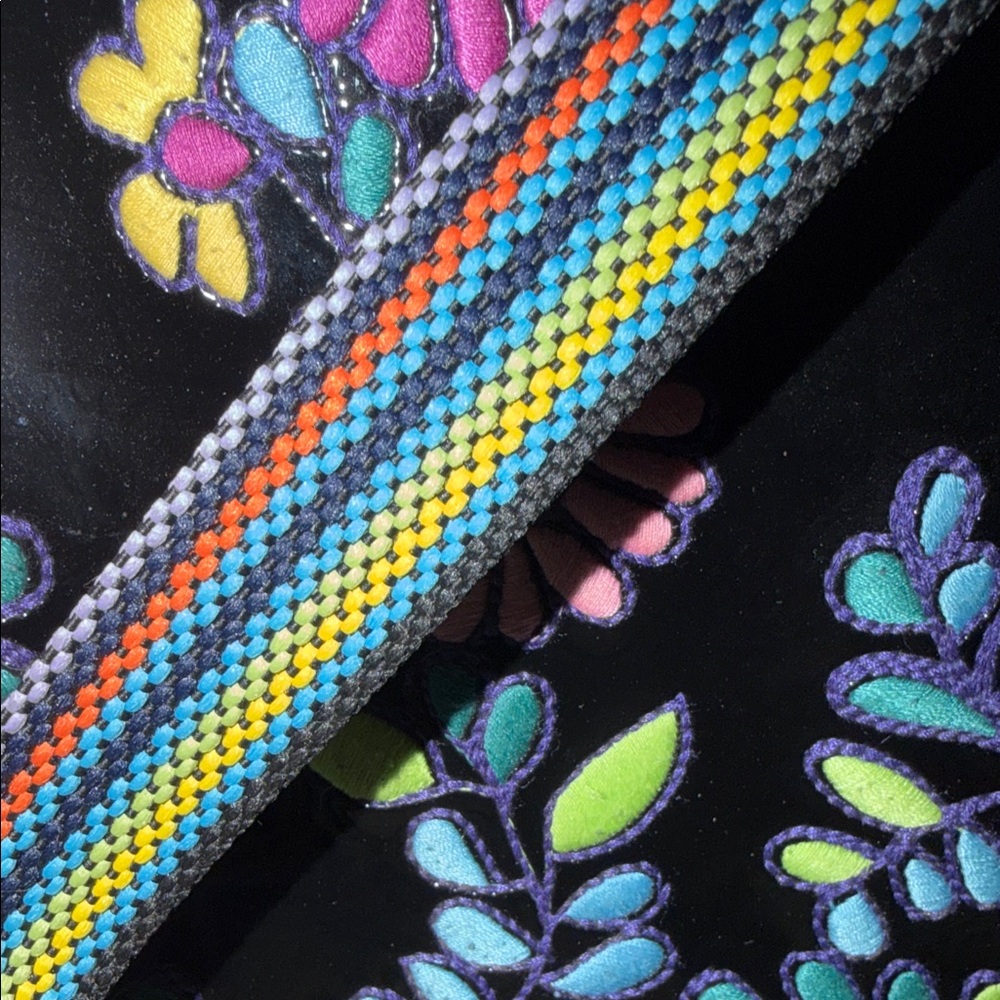Consuela Black Patent Floral Crossbody with Multicolor Strap - Picture 12 of 12